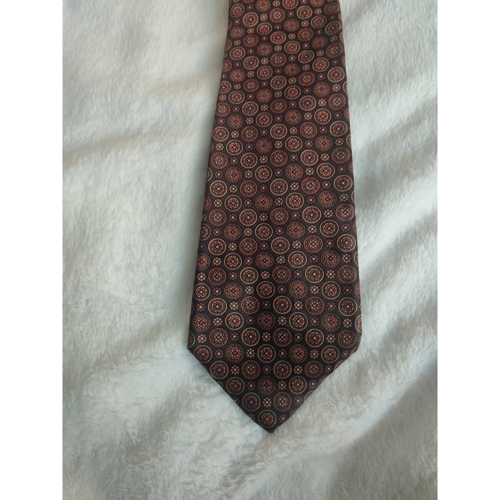 Don Loper Beverly Hills Vintage Mens Tie Medallion Geometric Brown Copper USA